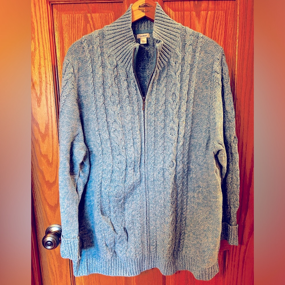LL Bean cardigan sweater, blue, size 3X